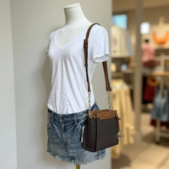 NWT Authentic Michael Kors Graham North South Signature Crossbody Bag - Picture 13 of 15